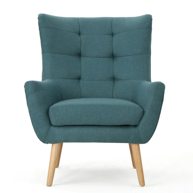 Chaise haute tapissée à dossier haut de 32,5 moderne avec capitonnage et pieds en bois d'hévéa