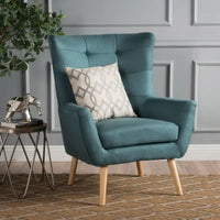 Chaise haute tapissée à dossier haut de 32,5 moderne avec capitonnage et pieds en bois d'hévéa