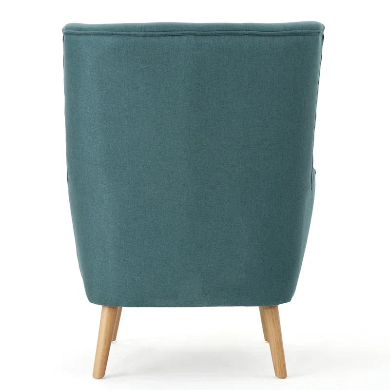 Chaise haute tapissée à dossier haut de 32,5 moderne avec capitonnage et pieds en bois d'hévéa