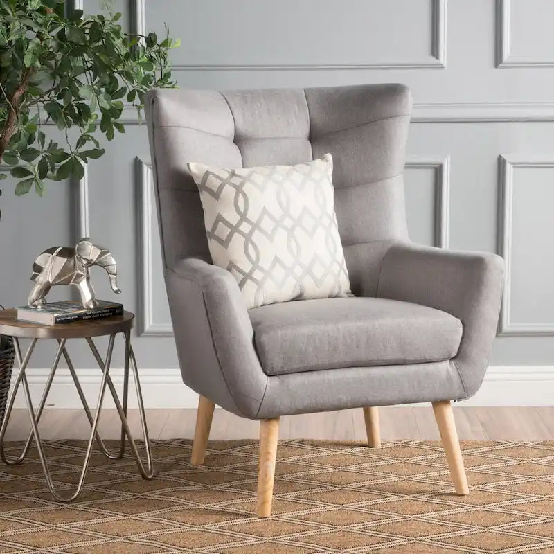 Chaise haute tapissée à dossier haut de 32,5 moderne avec capitonnage et pieds en bois d'hévéa