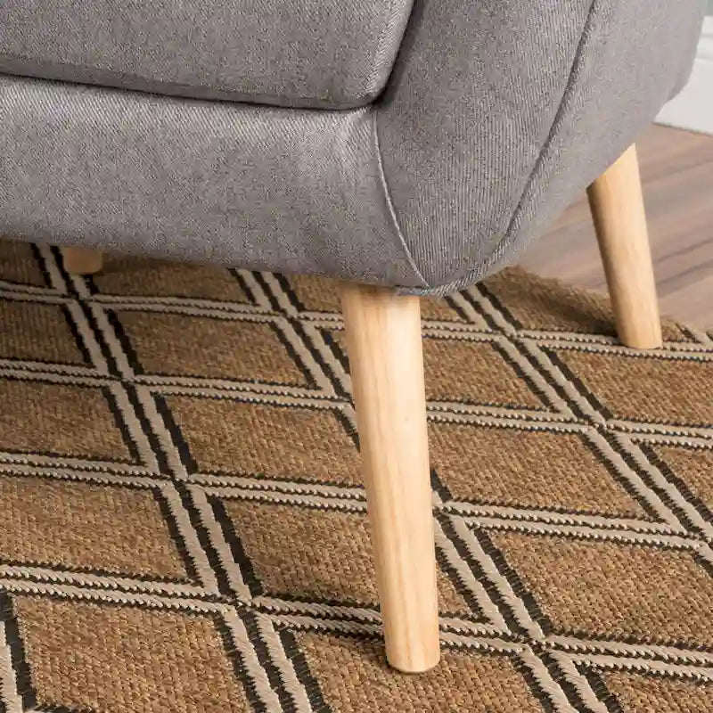 Chaise haute tapissée à dossier haut de 32,5 moderne avec capitonnage et pieds en bois d'hévéa