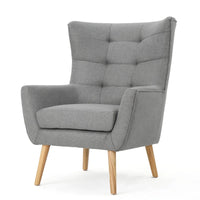 Chaise haute tapissée à dossier haut de 32,5 moderne avec capitonnage et pieds en bois d'hévéa