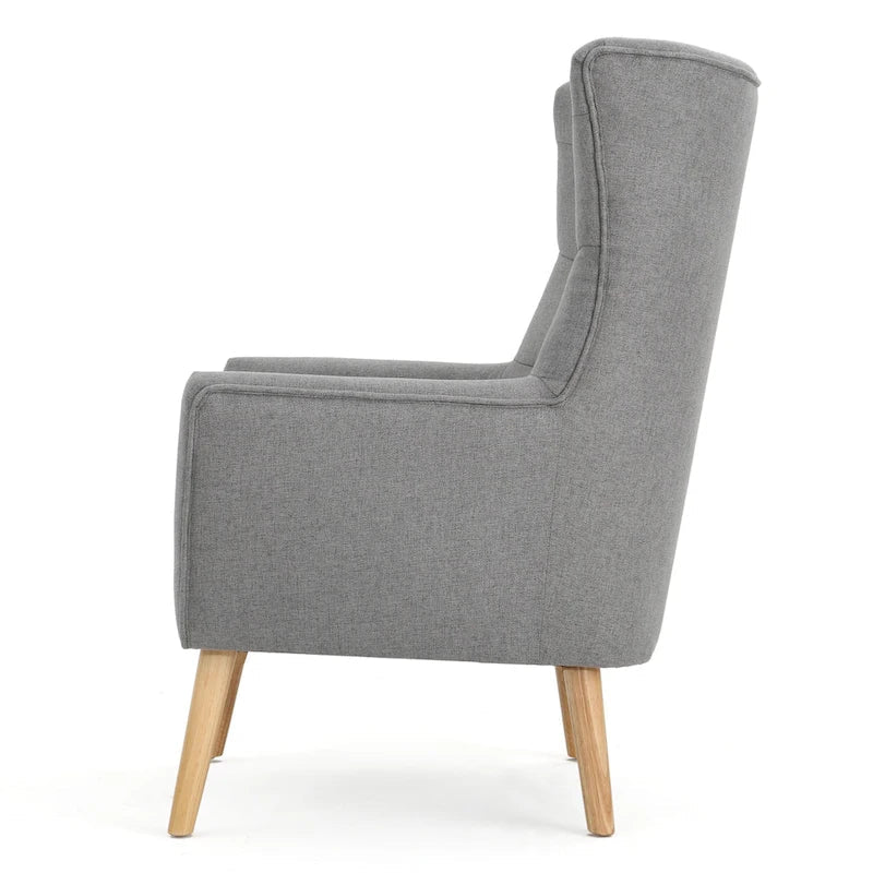 Chaise haute tapissée à dossier haut de 32,5 moderne avec capitonnage et pieds en bois d'hévéa