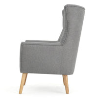 Chaise haute tapissée à dossier haut de 32,5 moderne avec capitonnage et pieds en bois d'hévéa