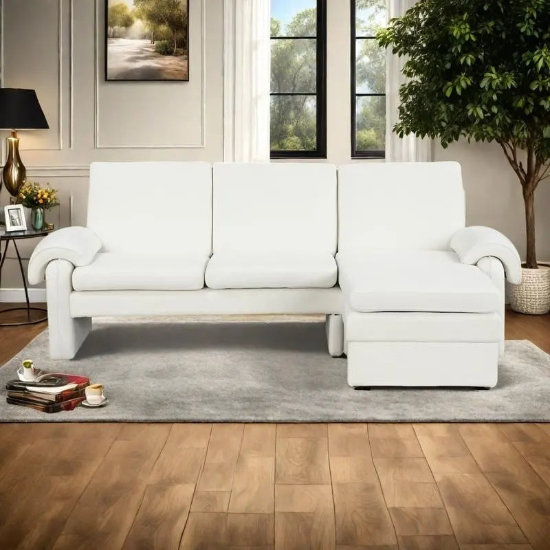 Canapé futon en chenille 94.1 en forme de L avec dossier réglable & méridienne réversible