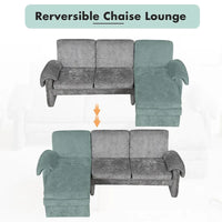 Canapé futon en chenille 94.1 en forme de L avec dossier réglable & méridienne réversible