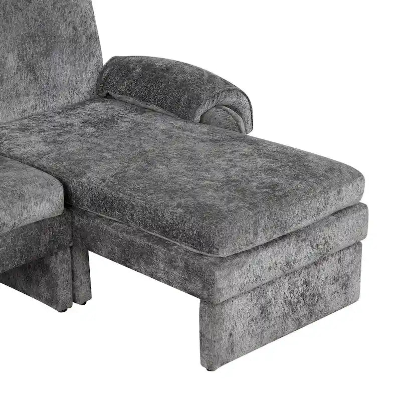 Canapé futon en chenille 94.1 en forme de L avec dossier réglable & méridienne réversible