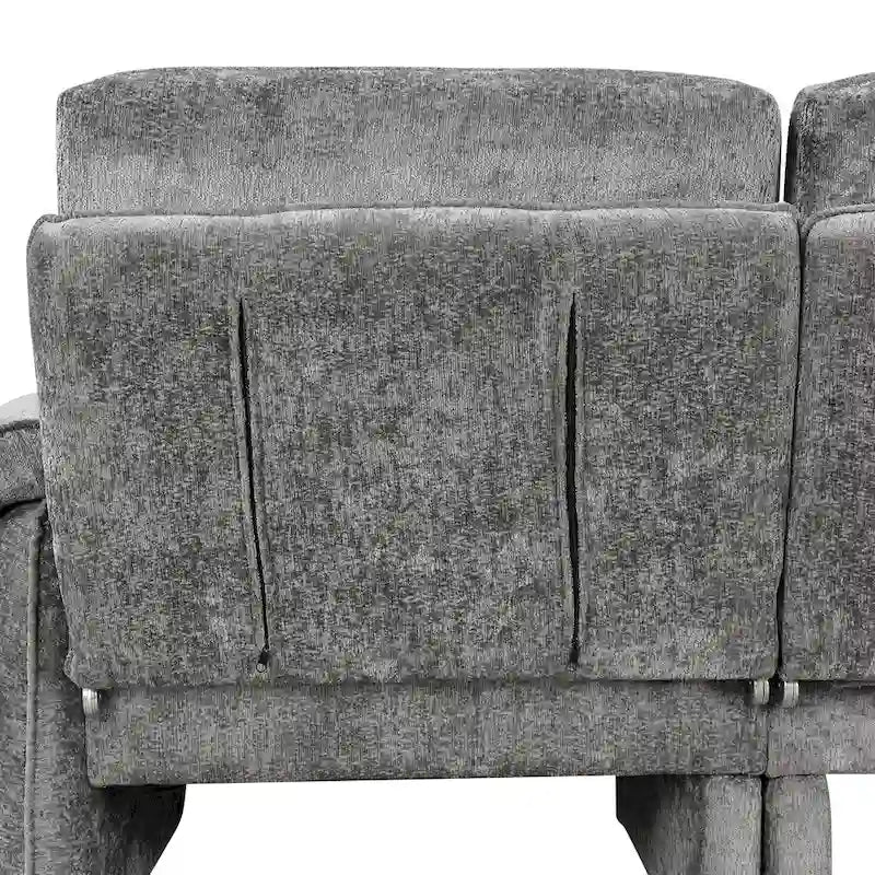 Canapé futon en chenille 94.1 en forme de L avec dossier réglable & méridienne réversible