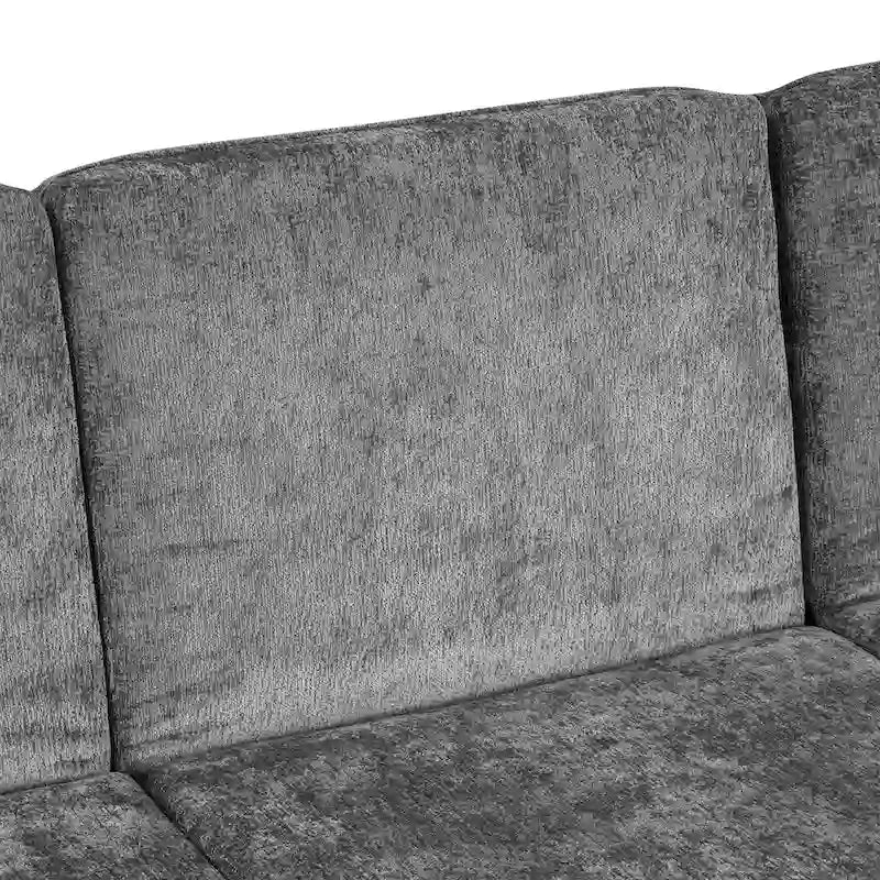 Canapé futon en chenille 94.1 en forme de L avec dossier réglable & méridienne réversible