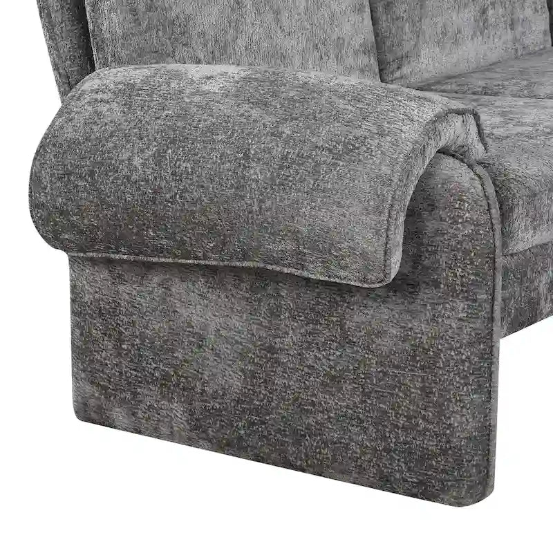 Canapé futon en chenille 94.1 en forme de L avec dossier réglable & méridienne réversible