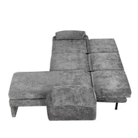 Canapé futon en chenille 94.1 en forme de L avec dossier réglable & méridienne réversible