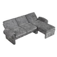 Canapé futon en chenille 94.1 en forme de L avec dossier réglable & méridienne réversible
