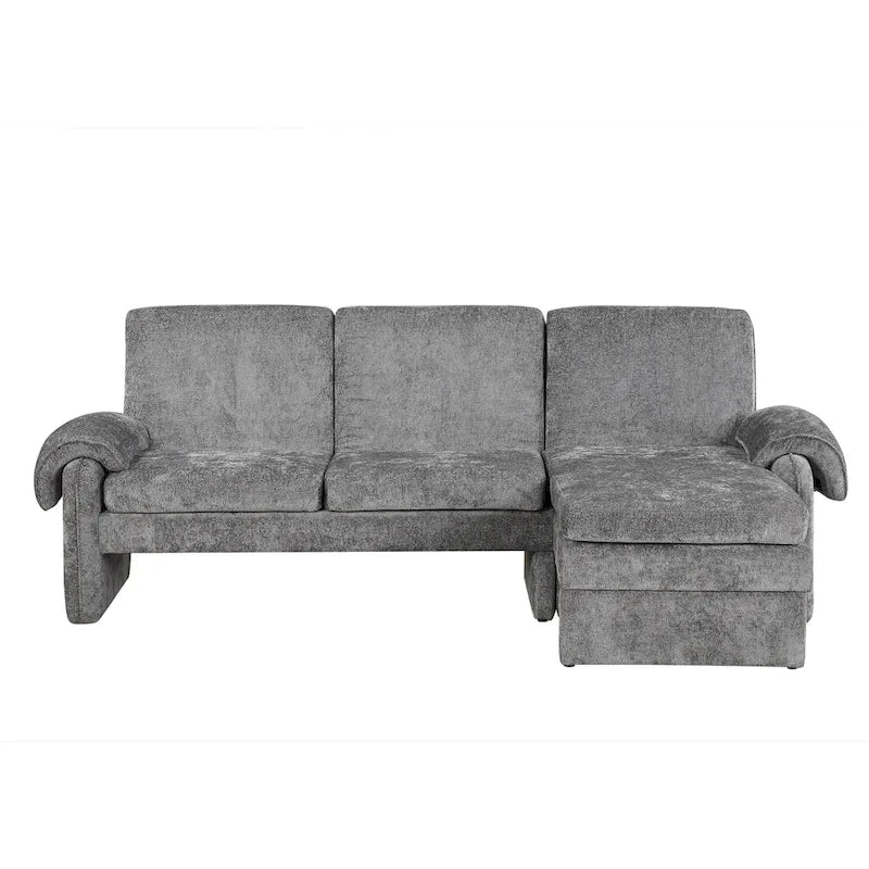 Canapé futon en chenille 94.1 en forme de L avec dossier réglable & méridienne réversible