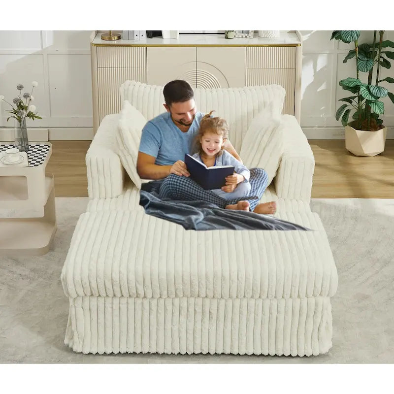 Chaise longue surdimensionnée moderne de 47,8 po avec pouf et oreillers