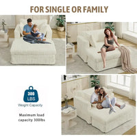 Chaise longue surdimensionnée moderne de 47,8 po avec pouf et oreillers