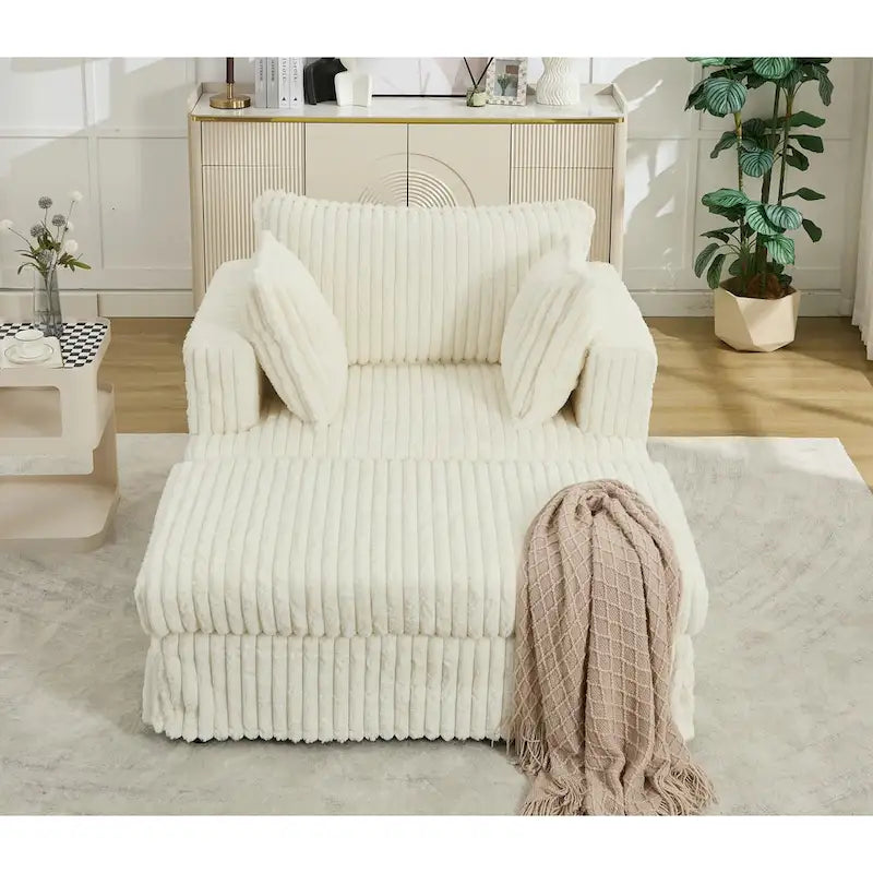 Chaise longue surdimensionnée moderne de 47,8 po avec pouf et oreillers