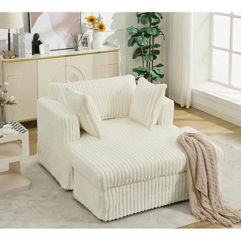 Chaise longue surdimensionnée moderne de 47,8 po avec pouf et oreillers