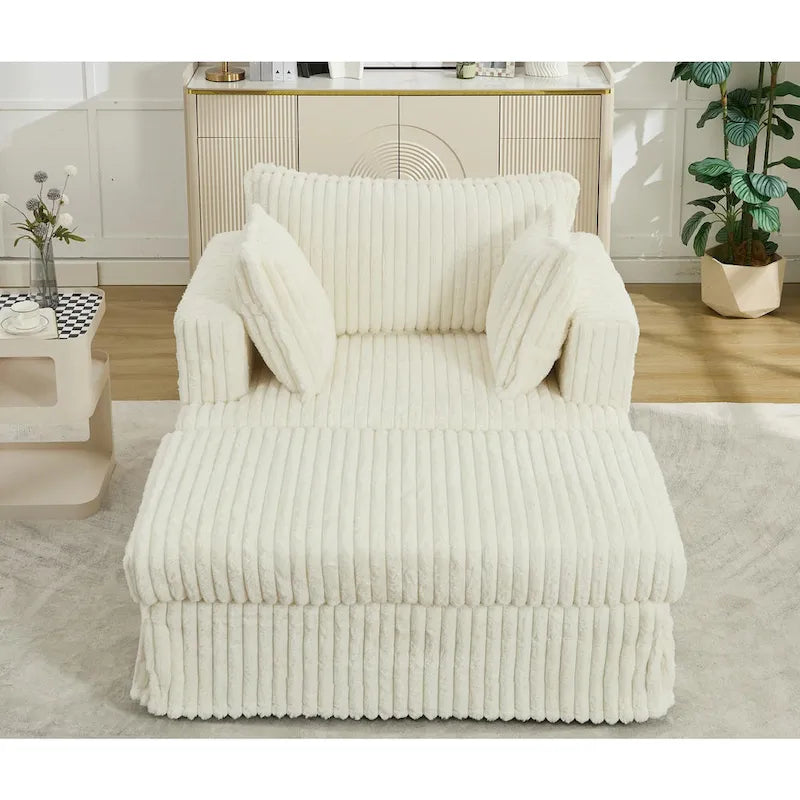 Chaise longue surdimensionnée moderne de 47,8 po avec pouf et oreillers