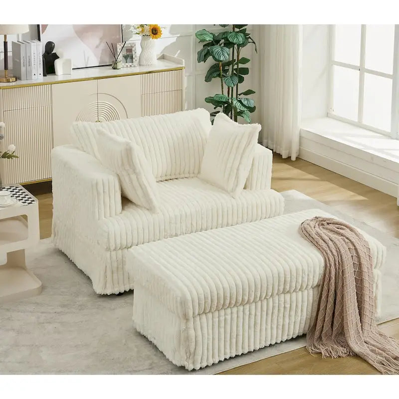Chaise longue surdimensionnée moderne de 47,8 po avec pouf et oreillers