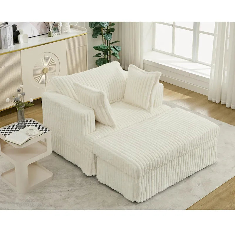 Chaise longue surdimensionnée moderne de 47,8 po avec pouf et oreillers