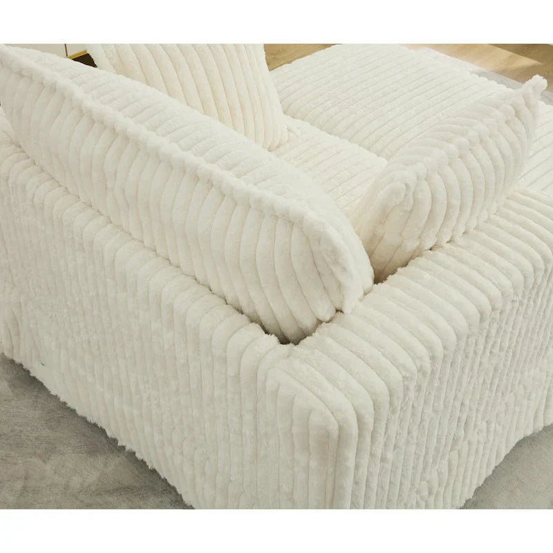 Chaise longue surdimensionnée moderne de 47,8 po avec pouf et oreillers
