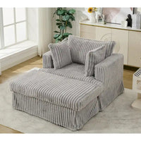 Chaise longue surdimensionnée moderne de 47,8 po avec pouf et oreillers