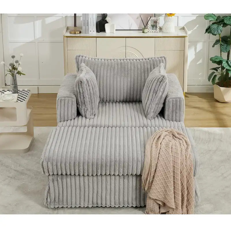 Chaise longue surdimensionnée moderne de 47,8 po avec pouf et oreillers