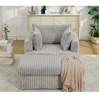 Chaise longue surdimensionnée moderne de 47,8 po avec pouf et oreillers
