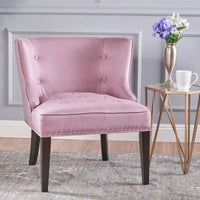 Fauteuil d'appoint moderne 28 pouces violet lavande avec capitonnage gaufré et clous de tapissier