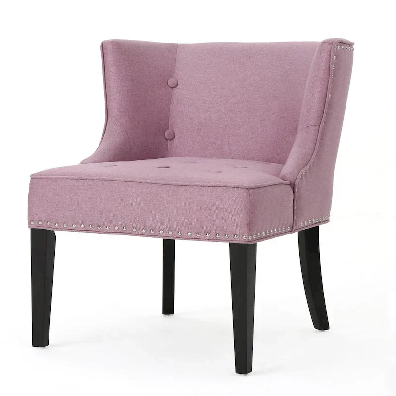 Fauteuil d'appoint moderne 28 pouces violet lavande avec capitonnage gaufré et clous de tapissier