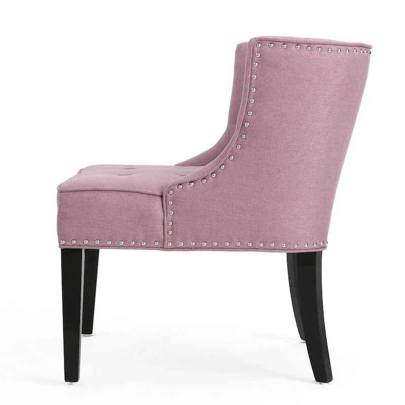 Fauteuil d'appoint moderne 28 pouces violet lavande avec capitonnage gaufré et clous de tapissier