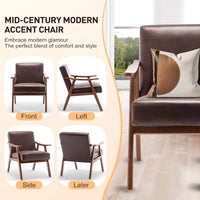 Fauteuil d'appoint moderne marron foncé 26 avec cadre en bois massif et dossier extra-épais