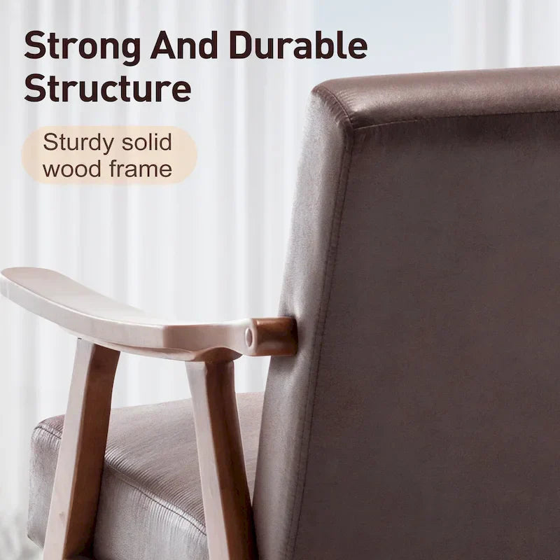 Fauteuil d'appoint moderne marron foncé 26 avec cadre en bois massif et dossier extra-épais