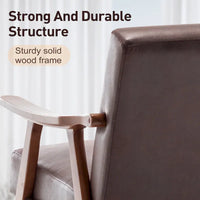 Fauteuil d'appoint moderne marron foncé 26 avec cadre en bois massif et dossier extra-épais