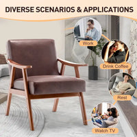 Fauteuil d'appoint moderne marron foncé 26 avec cadre en bois massif et dossier extra-épais