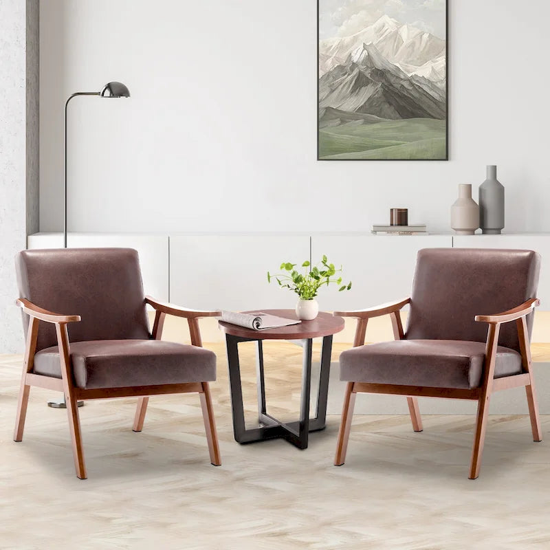 Fauteuil d'appoint moderne marron foncé 26 avec cadre en bois massif et dossier extra-épais