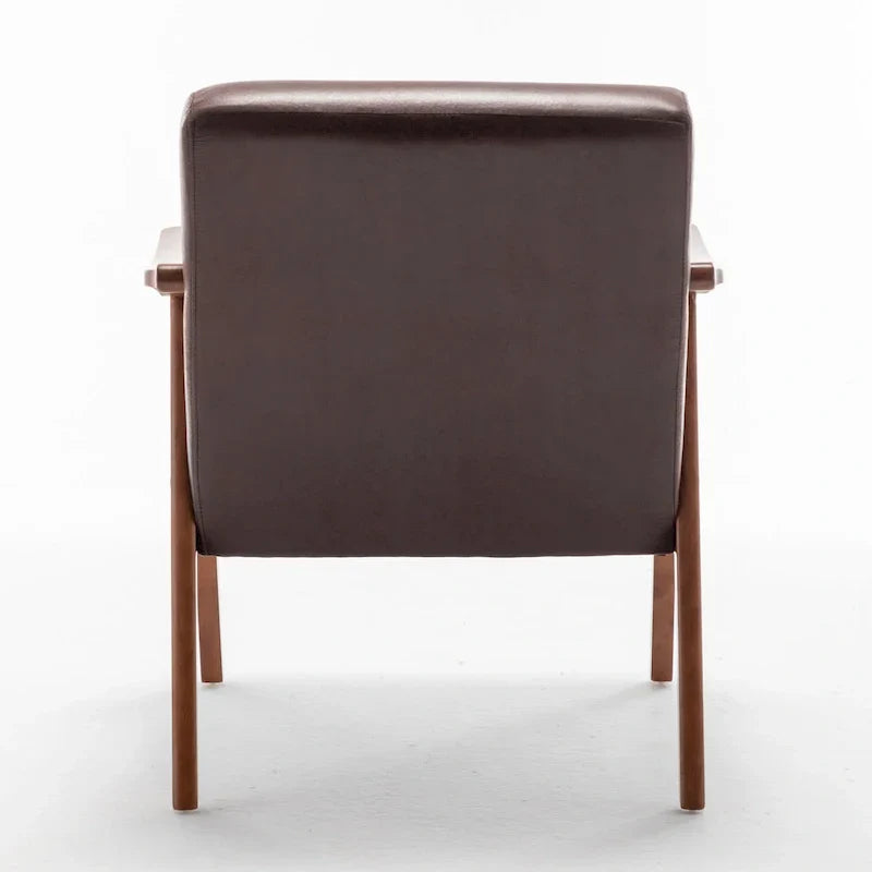 Fauteuil d'appoint moderne marron foncé 26 avec cadre en bois massif et dossier extra-épais