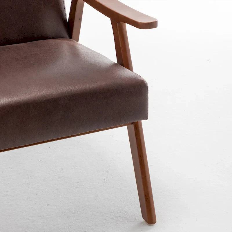 Fauteuil d'appoint moderne marron foncé 26 avec cadre en bois massif et dossier extra-épais