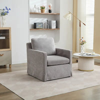 Fauteuil d'appoint pivotant à 360° en chenille moderne de 29,92 pouces avec cadre en bois massif et coussin de dossier amovible