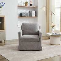 Fauteuil d'appoint pivotant à 360° en chenille moderne de 29,92 pouces avec cadre en bois massif et coussin de dossier amovible