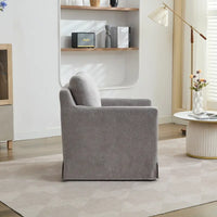 Fauteuil d'appoint pivotant à 360° en chenille moderne de 29,92 pouces avec cadre en bois massif et coussin de dossier amovible