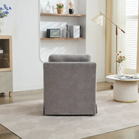 Fauteuil d'appoint pivotant à 360° en chenille moderne de 29,92 pouces avec cadre en bois massif et coussin de dossier amovible