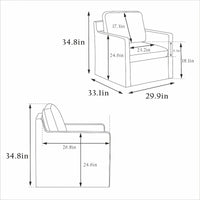 Fauteuil d'appoint pivotant à 360° en chenille moderne de 29,92 pouces avec cadre en bois massif et coussin de dossier amovible