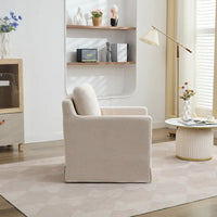 Fauteuil d'appoint pivotant à 360° en chenille moderne de 29,92 pouces avec cadre en bois massif et coussin de dossier amovible