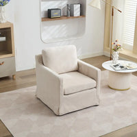Fauteuil d'appoint pivotant à 360° en chenille moderne de 29,92 pouces avec cadre en bois massif et coussin de dossier amovible