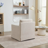Fauteuil d'appoint pivotant à 360° en chenille moderne de 29,92 pouces avec cadre en bois massif et coussin de dossier amovible