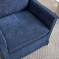 Fauteuil d'appoint pivotant à 360° en chenille moderne de 29,92 pouces avec cadre en bois massif et coussin de dossier amovible