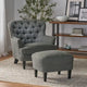 Fauteuil club moderne en tissu de 82,5 cm avec ottoman et clous de tapissier pour salon