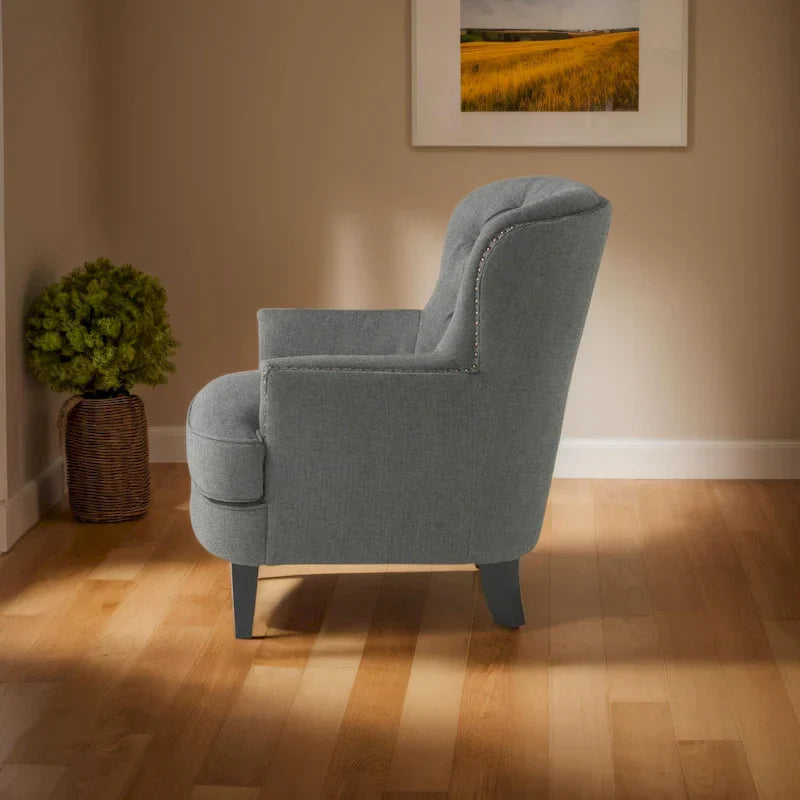 Fauteuil club moderne en tissu de 82,5 cm avec ottoman et clous de tapissier pour salon