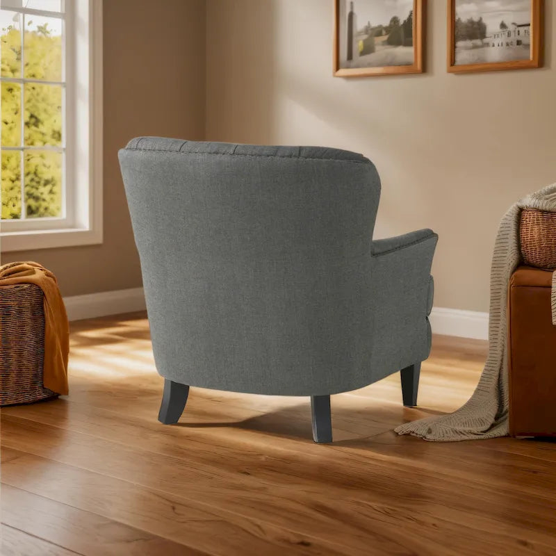 Fauteuil club moderne en tissu de 82,5 cm avec ottoman et clous de tapissier pour salon